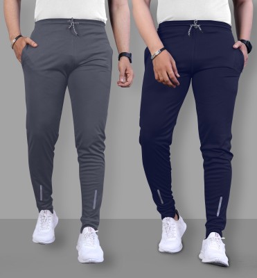 Pink Formal Solid Men Blue, Grey Track Pants