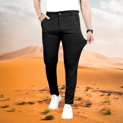ISUEL FAB Slim Fit Men Black Trousers