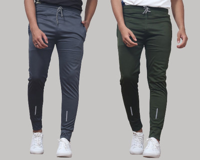 Suzaro Solid Men Grey, Olive Track Pants