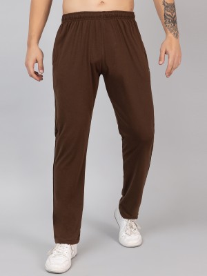 Zeffit Solid Men Brown Track Pants