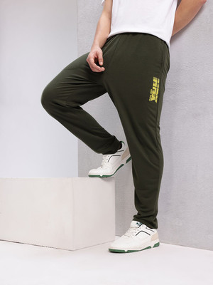 HRX by Hrithik Roshan Geometric Print Men Green Track Pants