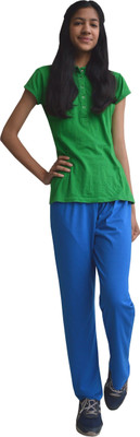 HouseOfCommon Solid Women Light Blue Track Pants