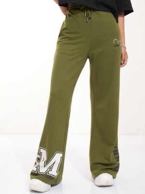 Tokyo Talkies Printed Women Green Track Pants