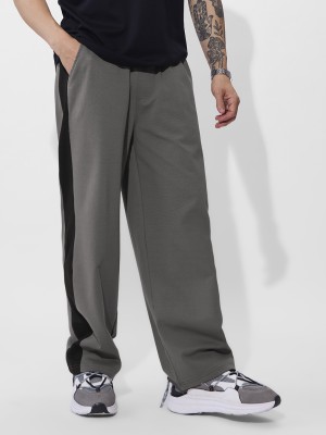 The Souled Store Colorblock Men Grey Track Pants