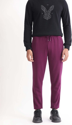Rare Rabbit Solid Men Maroon Track Pants
