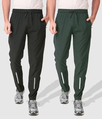 Z-DEVIL Colorblock Men Black, Olive Track Pants