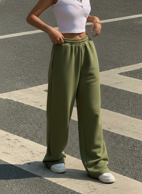 Dockstreet Solid Women Olive Track Pants