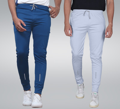 Cronix Solid Men Light Blue, Grey Track Pants