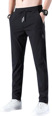 FICKA Solid Men Black Track Pants