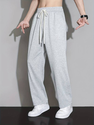 Dockstreet Solid Men Grey Track Pants