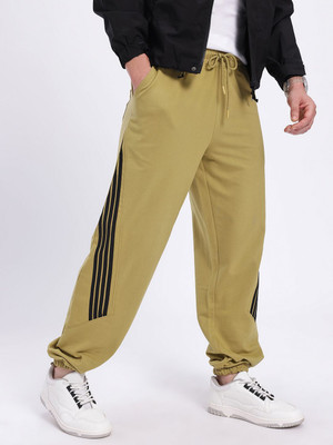 Glitchez Striped Men Brown Track Pants