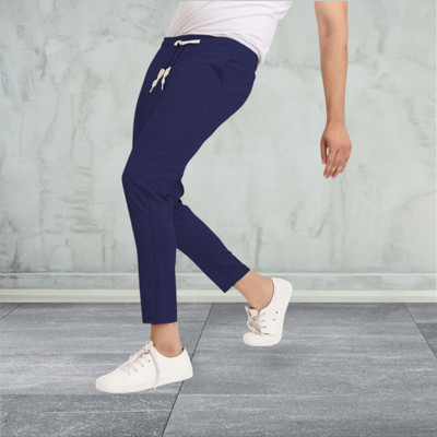 OHGORYY Solid Men Blue Track Pants