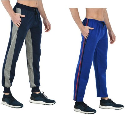 Indistar Colorblock Men Black, Blue Track Pants