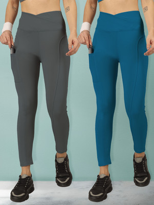 BEYOGINI Solid Women Grey, Blue Track Pants
