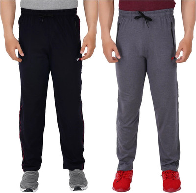 HouseOfCommon Self Design Men Dark Blue, Grey Track Pants