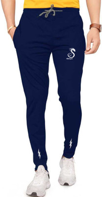 SONIZEED Solid Men Blue Track Pants