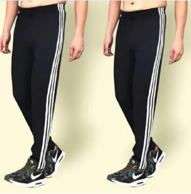 MASTERY Striped Men Black Track Pants