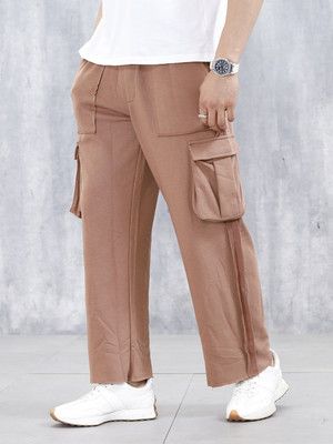WROGN Solid Men Brown Track Pants