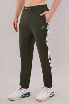 DIAMOND RUBY Striped Men Olive Track Pants
