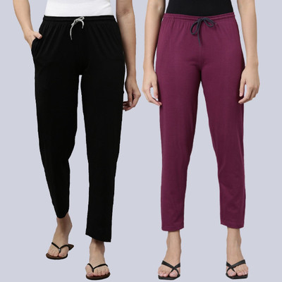 Kryptic Solid Women Black, Red Track Pants