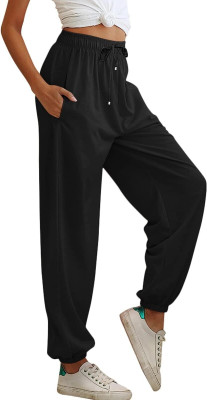 Dockstreet Solid Women Black Track Pants