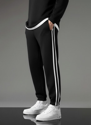 Dockstreet Solid Men Black Track Pants