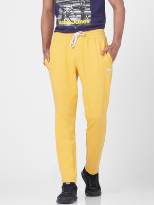 JACK & JONES Solid Men Yellow Track Pants