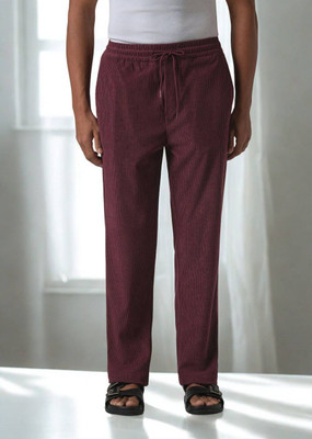 KONMODA Self Design Men Maroon Track Pants