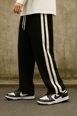 Yuvraah Striped Men Black Track Pants