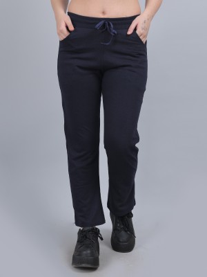 DYWER Solid Women Dark Blue Track Pants