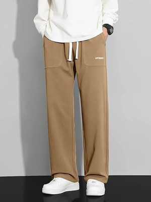 JexPuti Graphic Print Men Brown Track Pants