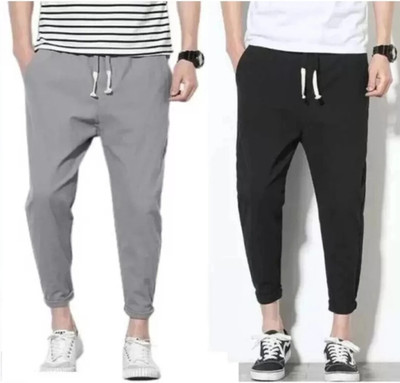 HoC Solid Men Black, Grey Track Pants