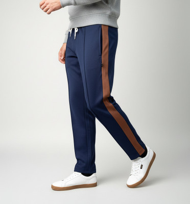 movematic Striped Men Blue, Black Track Pants