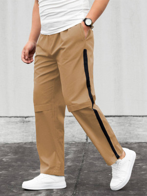 LOTHRIC Self Design Men Beige Track Pants