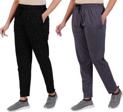 FEEL TRACK Printed Women Black, Grey Track Pants