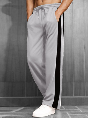 Jump Cuts Colorblock Men Grey Track Pants