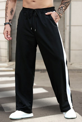CULISH Striped Men Black Track Pants