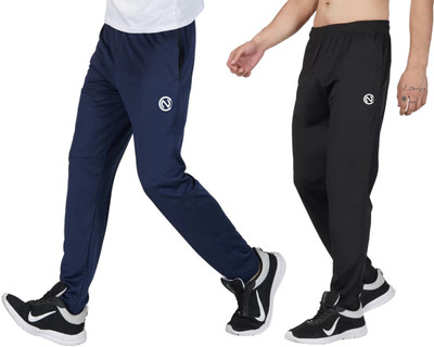 NetClick Solid Men Black, Blue Track Pants