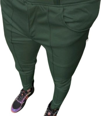 HR FASHION Solid Men Green Track Pants