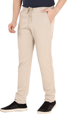 Lentil Solid Men Beige Track Pants
