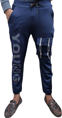 MindsArt Printed Men Blue Track Pants