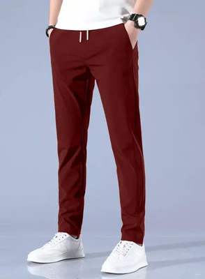 Povaxpo Solid Men Maroon Track Pants