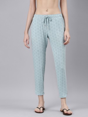 Enamor Printed Women Blue Track Pants