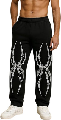 AR 9 Printed Men Black Track Pants