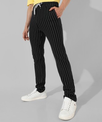 CAMPUS SUTRA Striped Men Black Track Pants