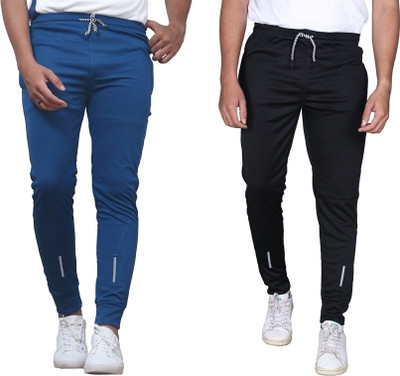 GAJAVU Solid Men Blue, Black Track Pants