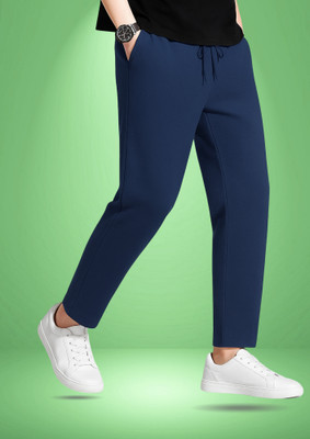 Khoaai Solid Men Blue Track Pants