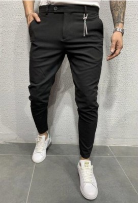 Style Fashion Trending Solid Men Black Track Pants