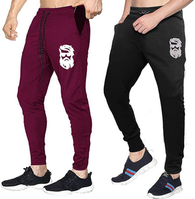 AVOLT Solid Men Black, Maroon Track Pants
