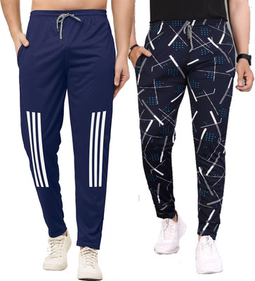 Suzaro Striped Men Blue, White Track Pants